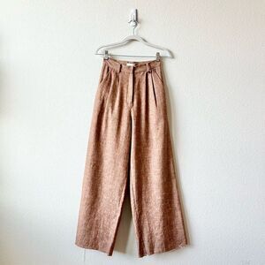 NWT Christy Lynn Women's Wide-Leg Cotton Linen Blend Pant in Clay Size 0